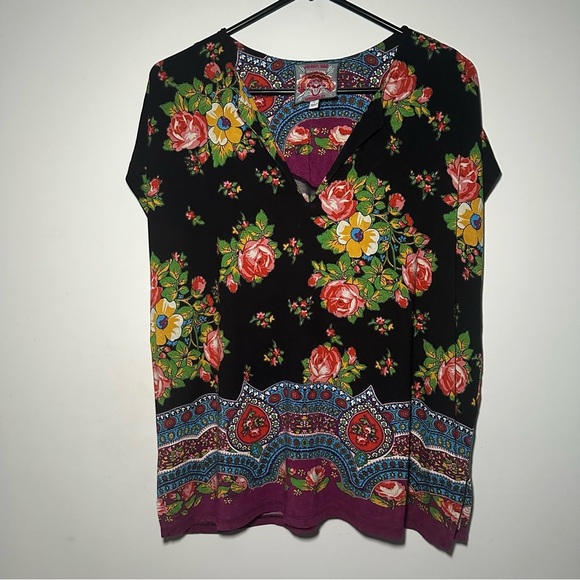 Johnny Was The Janie Favorite Dolman Artsy V-Neck Floral Tee Art To Wear Top Lg - Picture 3 of 14